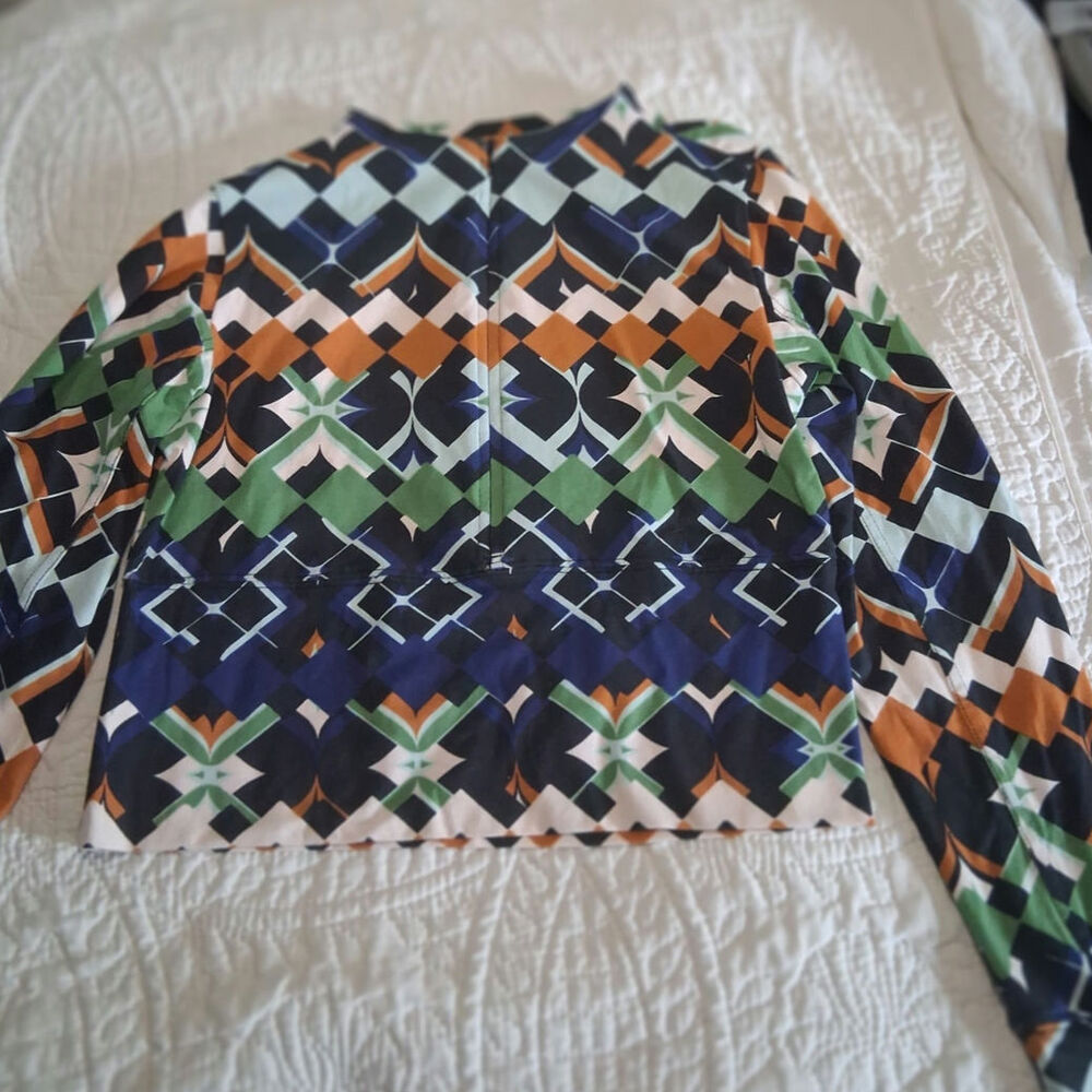 NWT Daily Practice by Anthropologie geometric printed zip-up top Size M